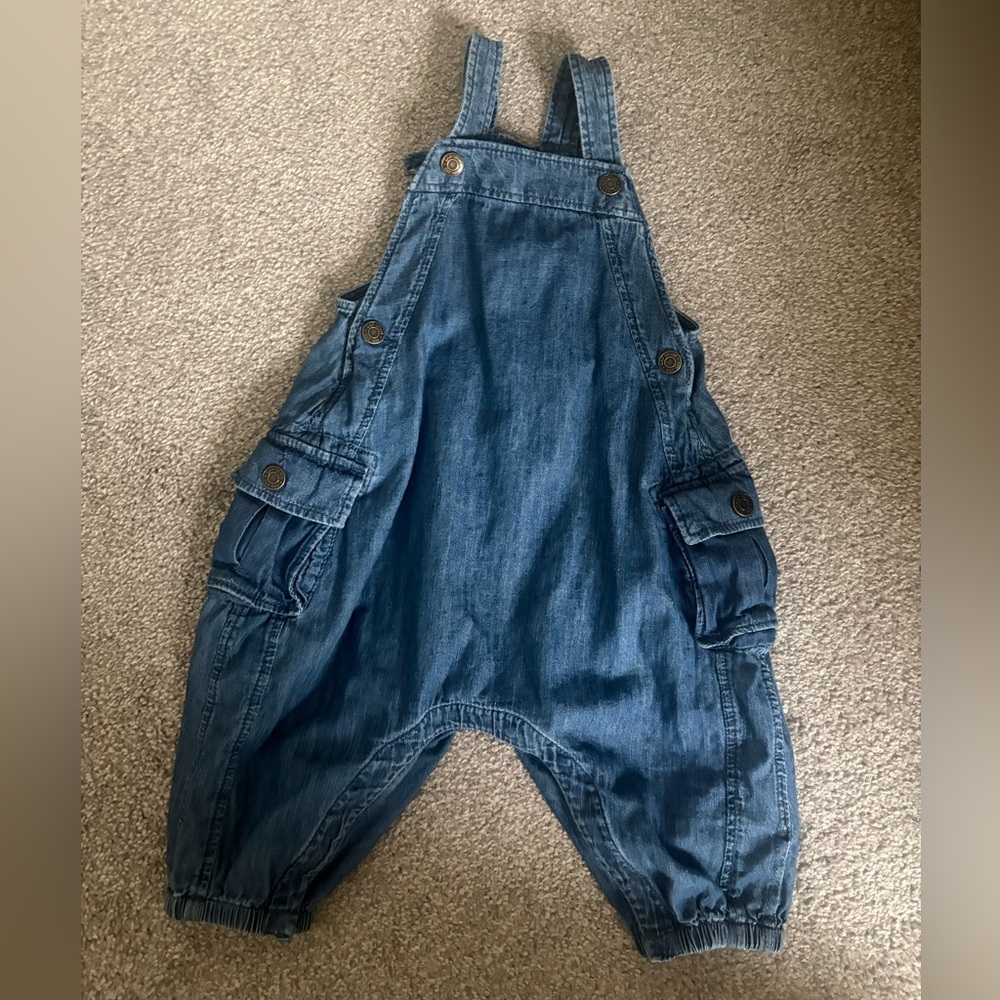 GAP Blue Denim Baby Overalls with Cargo Pockets